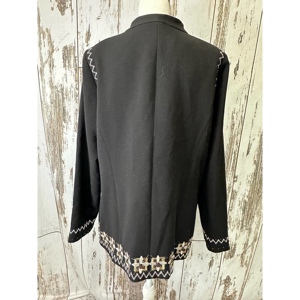 Simonton Says by George Simonton Black/White/Tan Embroidered Jacket - Picture 2 of 5